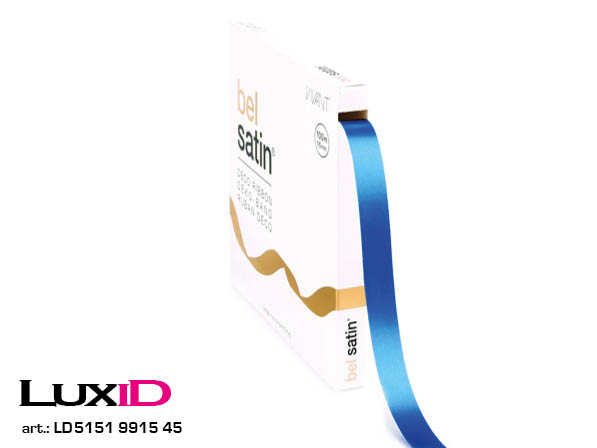 Bel satin 45 blauw 15mm x 100m